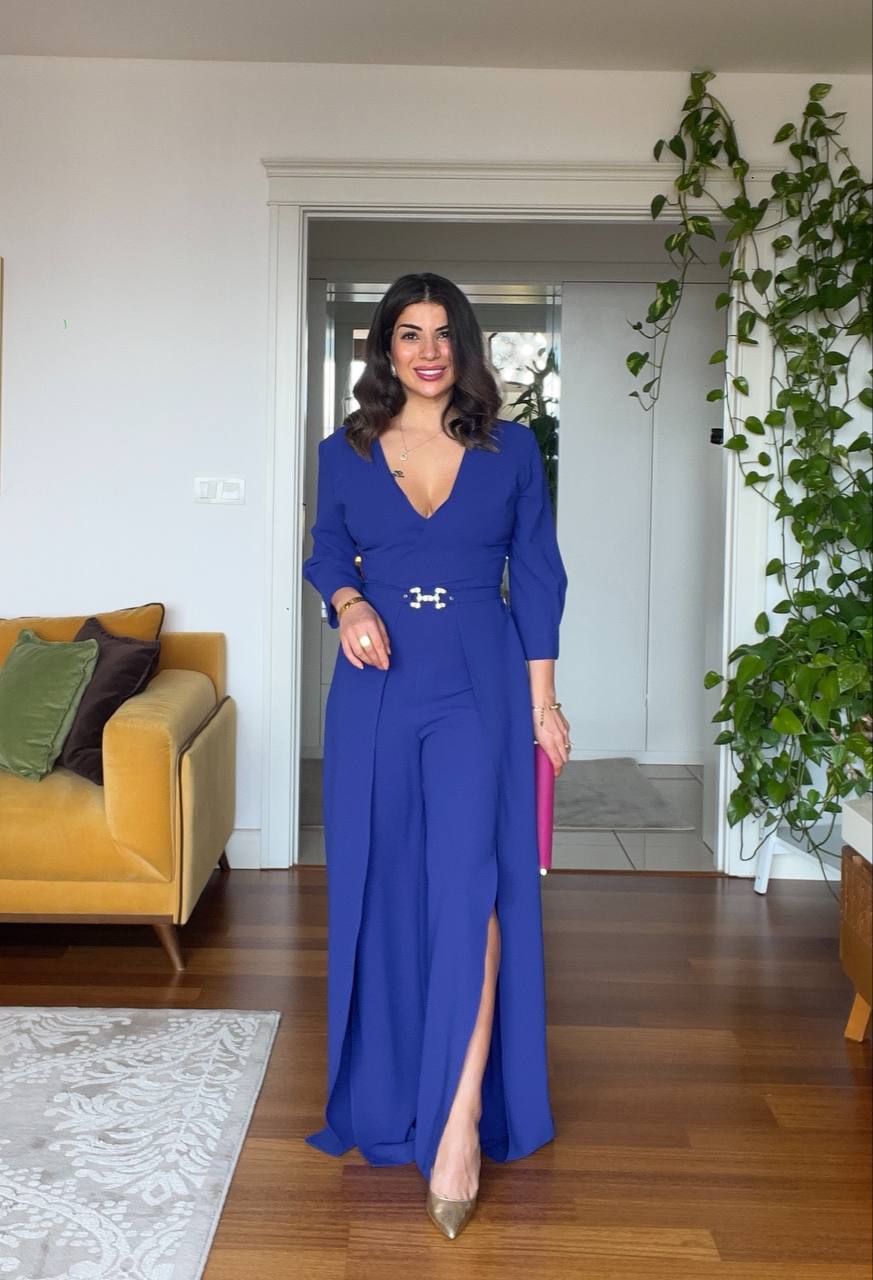 BELTED LUCIA JUMPSUIT - BLUE