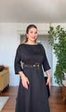OVERSIZED BELTED MIDI DRESS – SİYAH