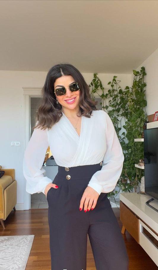 BLACK AND WHITE OVERALLS