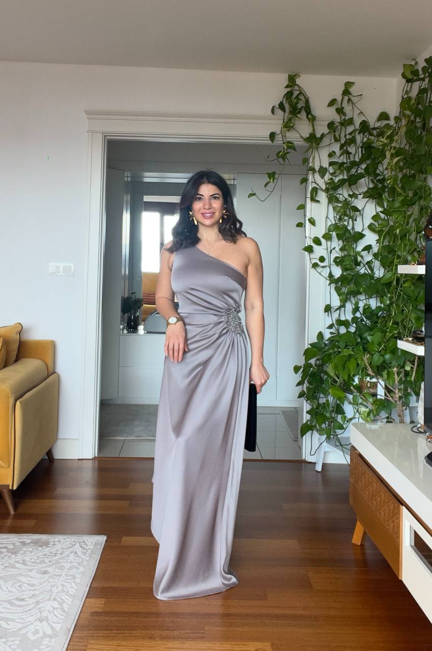 ASYMMETRICAL CUT WAIST DETAIL DRESS - BİSON