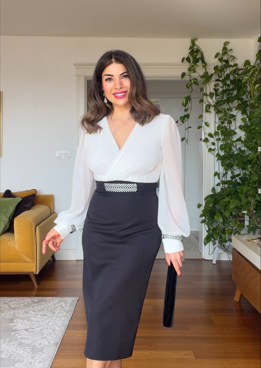 BLACK AND WHITE DRESS