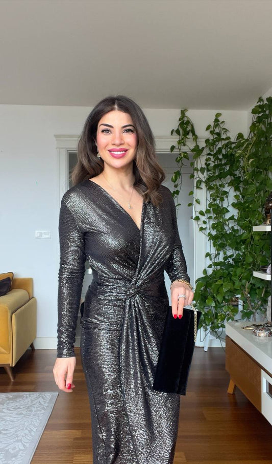 DOUBLE-BREASTED EVENİNG DRESS