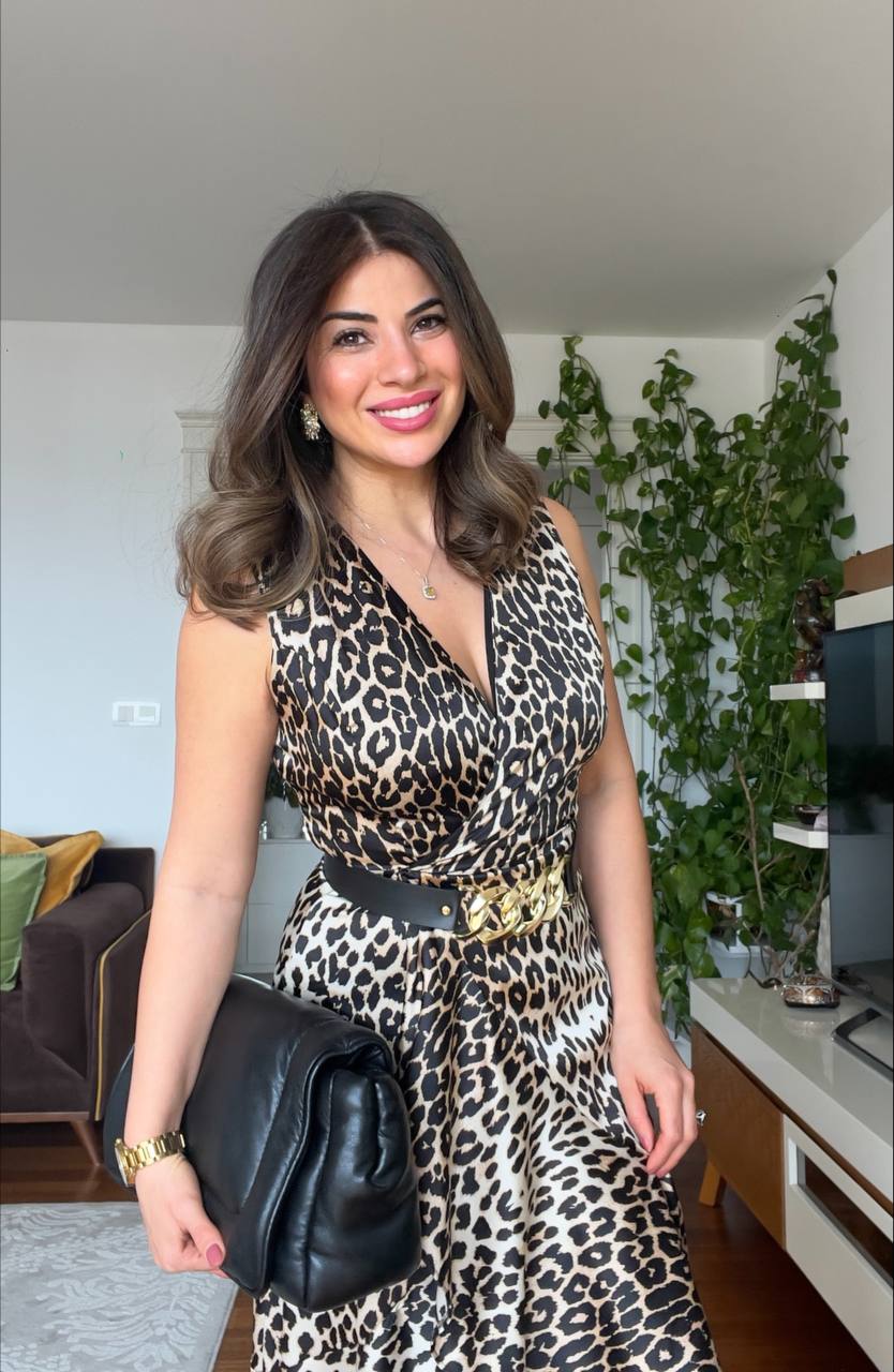 ASYMMETRIC SKIRT SLEEVELESS LEOPARD DRESS