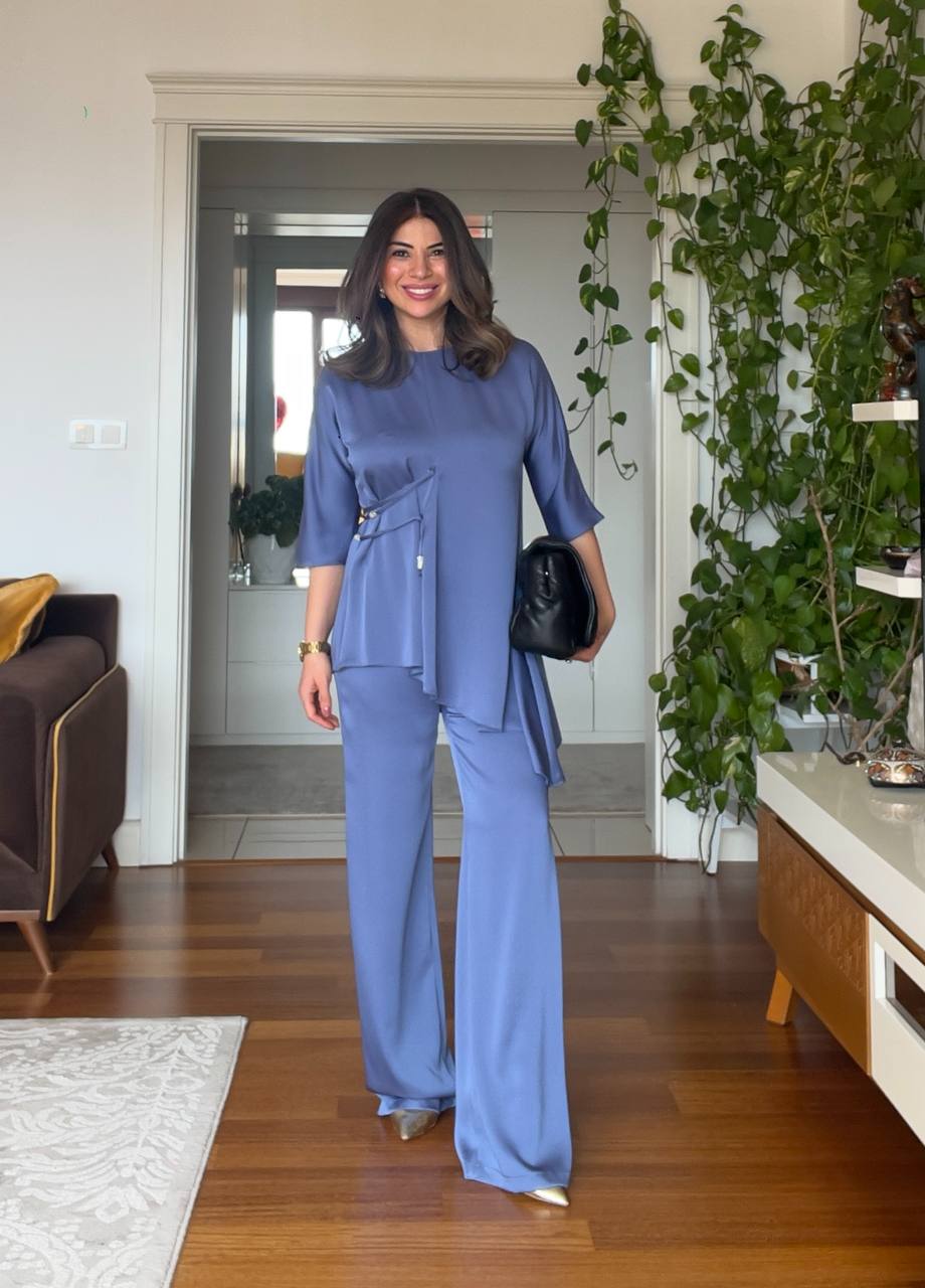 ASYMMETRICAL CUT SUIT - INDIGO