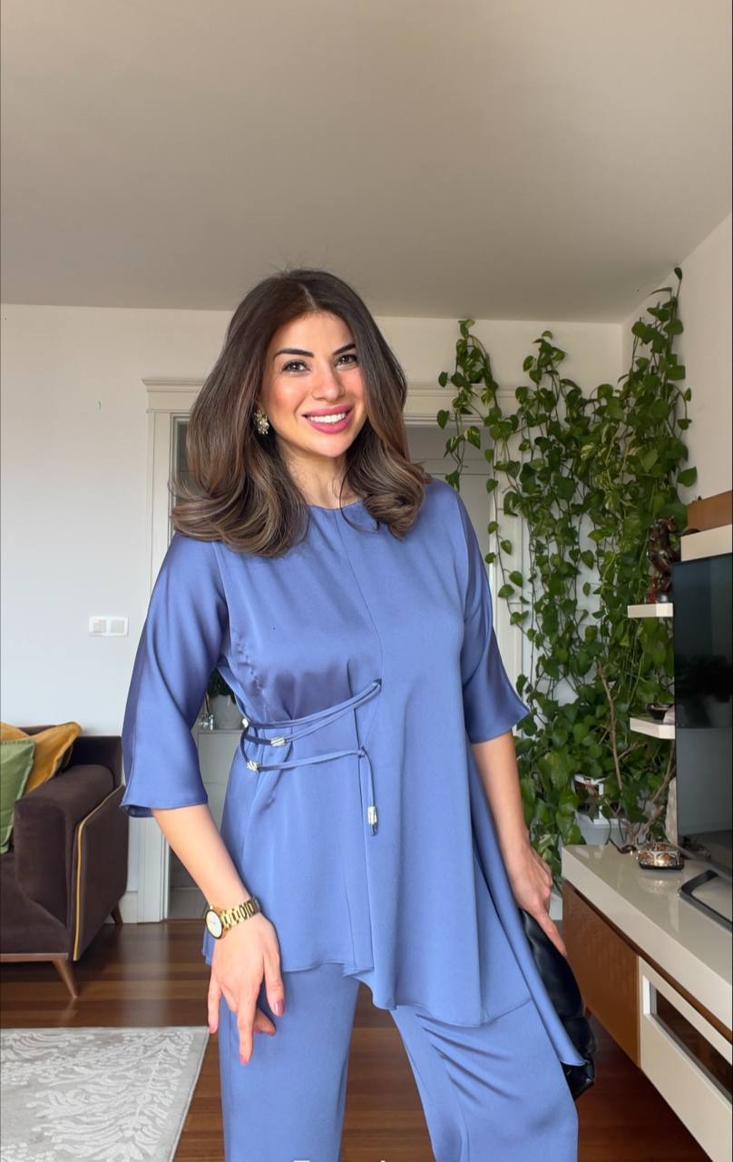 ASYMMETRICAL CUT SUIT - INDIGO