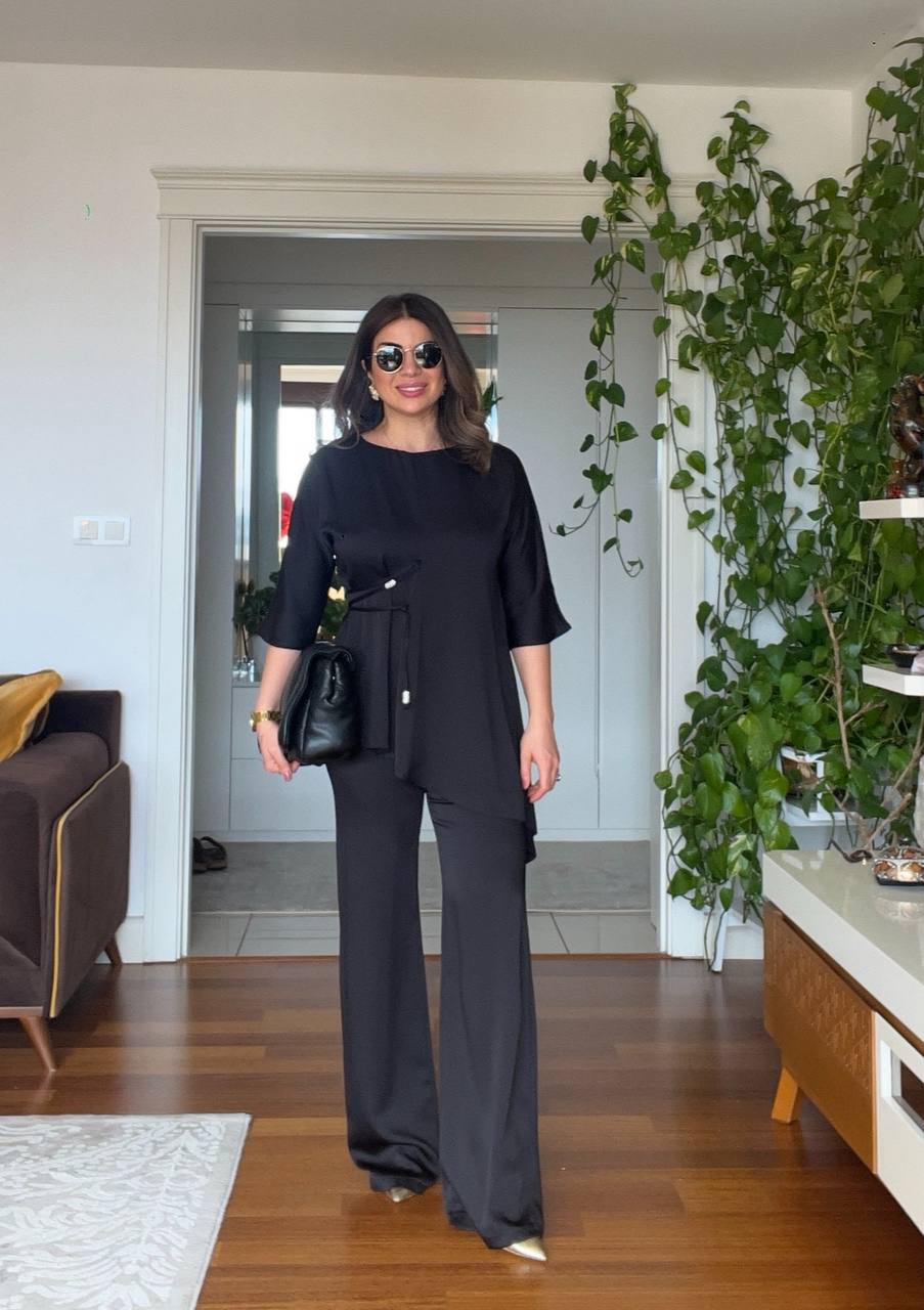 ASYMMETRICAL CUT SUIT - BLACK