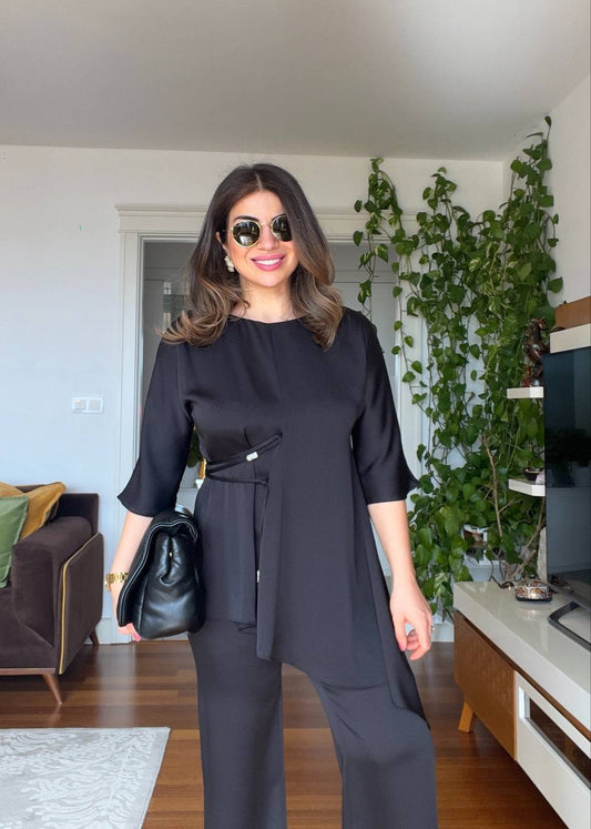 ASYMMETRICAL CUT SUIT - BLACK