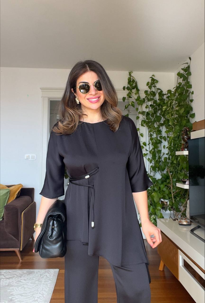 ASYMMETRICAL CUT SUIT - BLACK