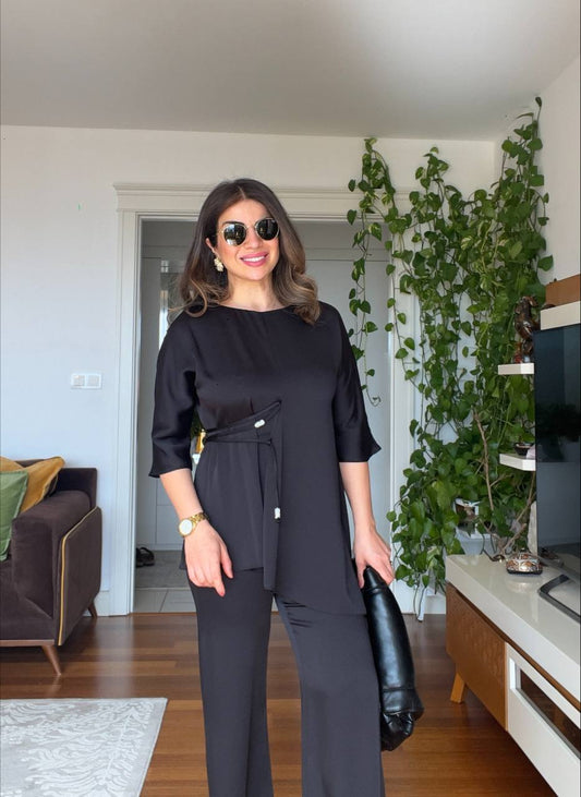 ASYMMETRICAL CUT SUIT - BLACK