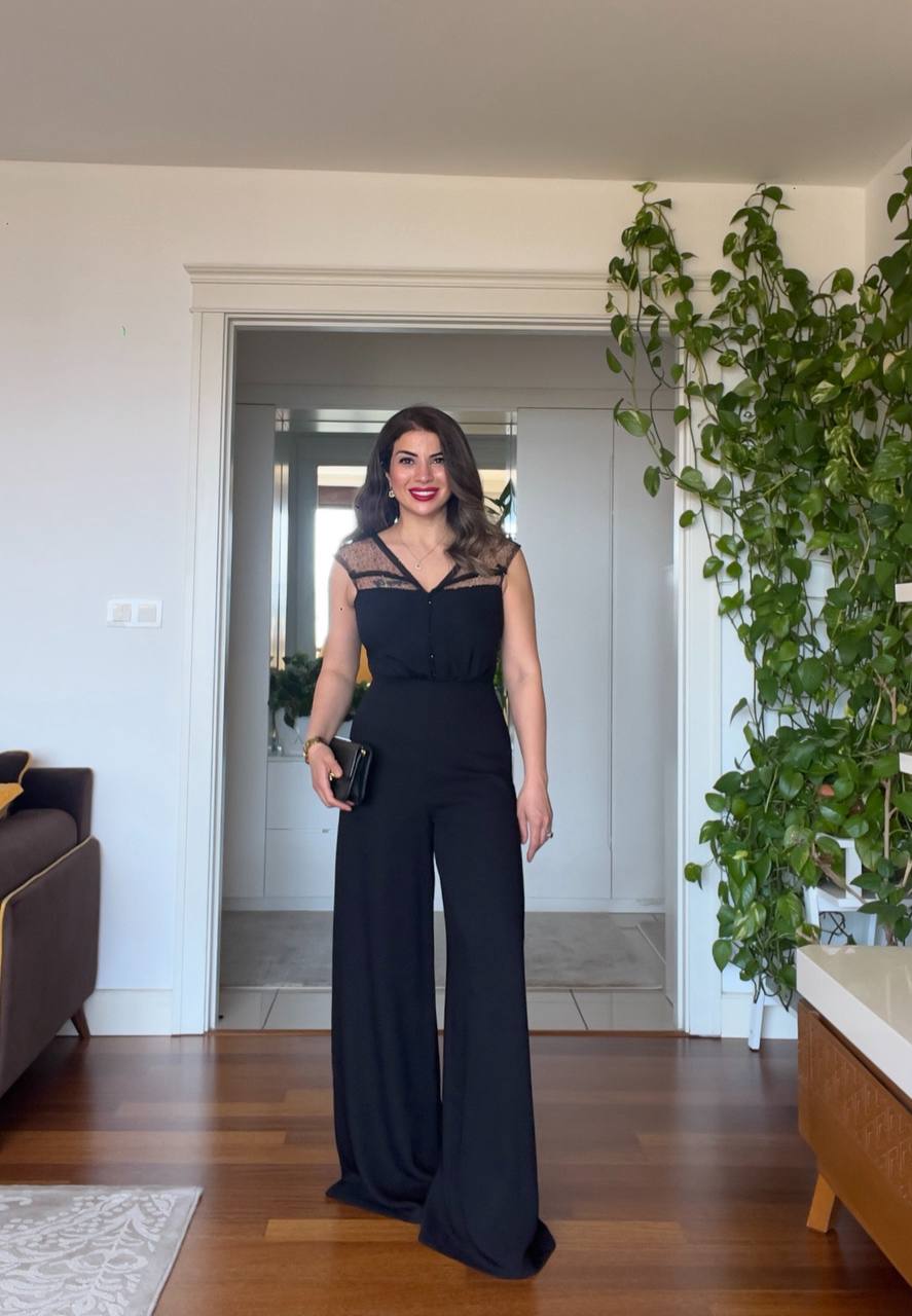 SATIN DETAILED JUMPSUIT - BLACK