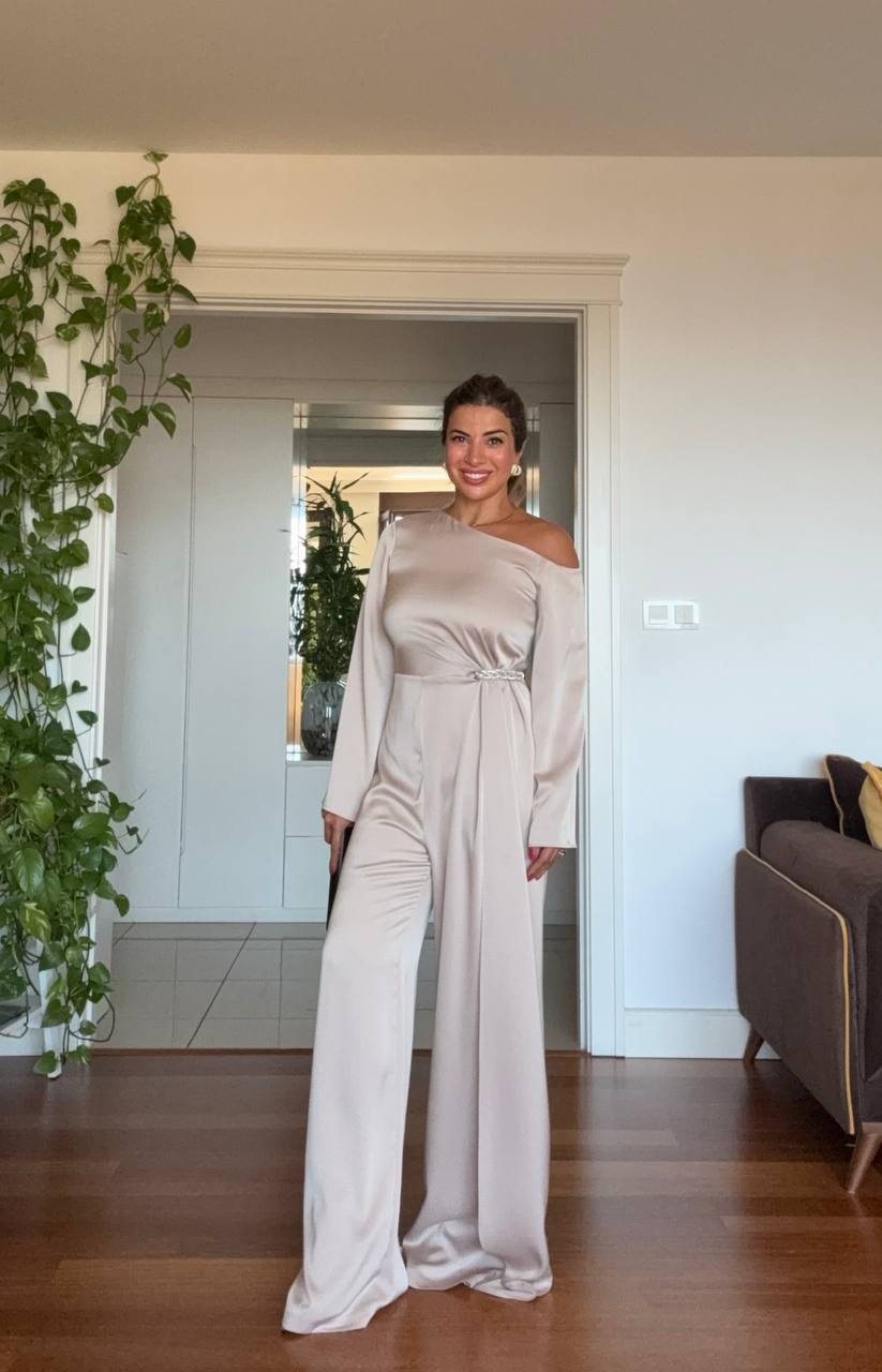 SHOULDER DETAIL PLAYSUIT - BEİGE