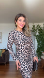 LEOPARD PRINT LONG SLEEVE MINI DRESS