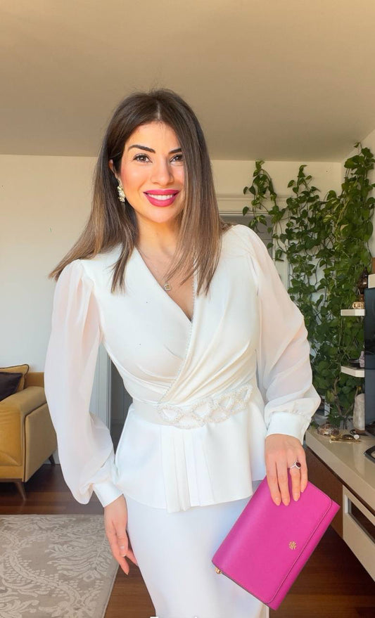 STONE BELT SLIT SUİT - ECRU