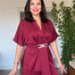 SATIN TWO-PIECE SET WITH WRAP TIE DETAIL