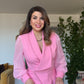 SLEEVE WITH TULLE DETAIL STONE-EMBELLISHED SUIT - PİNK