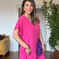 V-NECK OVERSIZED MAXI DRESS - FUCHSIA