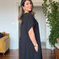 V-NECK OVERSIZED MAXI DRESS - BLACK