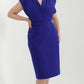 BELTED CROSSOVER DRESS - ROYAL BLUE