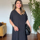 V-NECK OVERSIZED MAXI DRESS - BLACK
