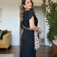 CHIFFON DETAILED MIDI DRESS WITH BELT ACCESSORY - BLACK