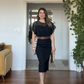 CHIFFON DETAILED MIDI DRESS WITH BELT ACCESSORY - BLACK