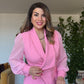 SLEEVE WITH TULLE DETAIL STONE-EMBELLISHED SUIT - PİNK