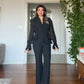 EMBELLISHED CHIFFON SLEEVE BLAZER SUIT - BLACK