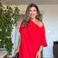 ASYMMETRICAL ONE-SHOULDER MAXI DRESS – RED