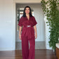 SATIN TWO-PIECE SET WITH WRAP TIE DETAIL