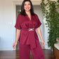 SATIN TWO-PIECE SET WITH WRAP TIE DETAIL