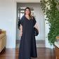 V-NECK OVERSIZED MAXI DRESS - BLACK