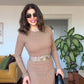 BELTED DRESS - CAMEL