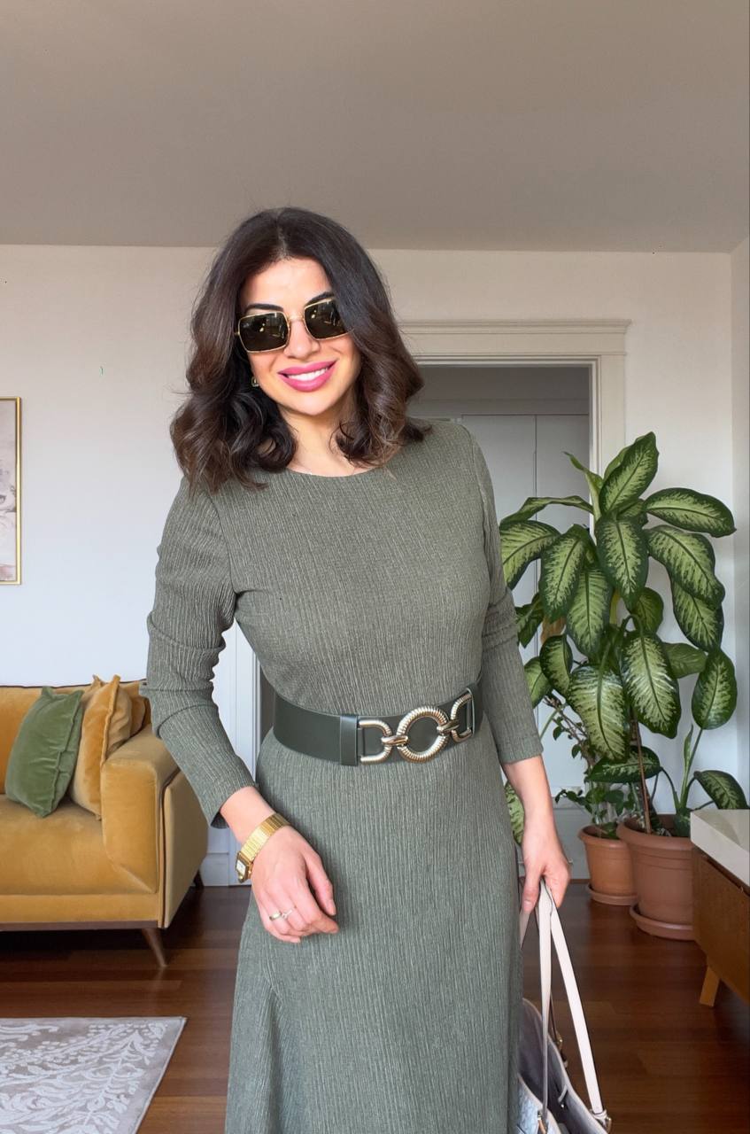 BELTED DRESS - KHAKİ