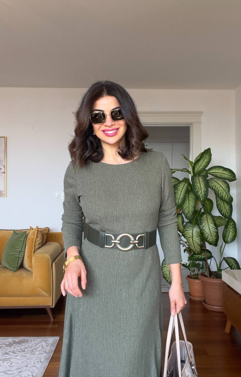 BELTED DRESS - KHAKİ