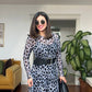 BELTED LEOPARD PRİNT DRESS - GRAY