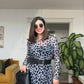 BELTED LEOPARD PRİNT DRESS - GRAY