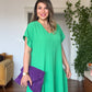 V-NECK OVERSIZED MAXI DRESS - GREEN