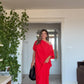 ASYMMETRICAL ONE-SHOULDER MAXI DRESS – RED