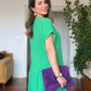 V-NECK OVERSIZED MAXI DRESS - GREEN