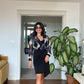 DRESS WİTH ELEGANCE PATTERN - BLACK