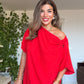 ASYMMETRICAL ONE-SHOULDER MAXI DRESS – RED