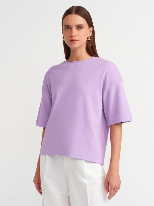 COTTON PADDED T-SHIRT - LILAC