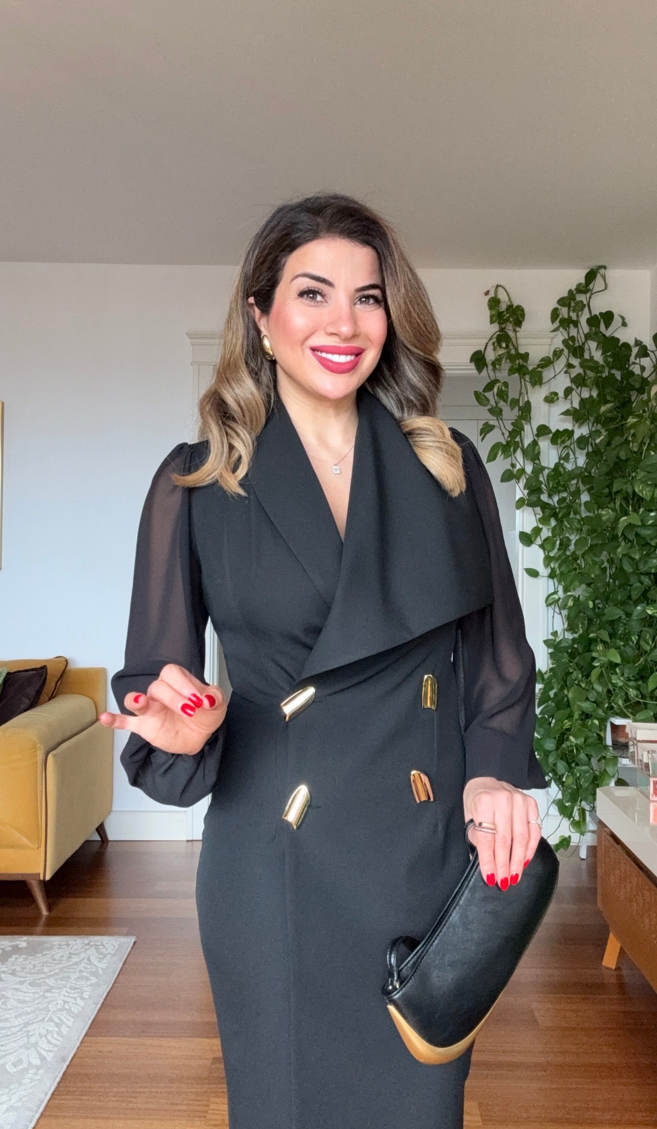 WRAP-NECK LUNA DRESS - BLACK