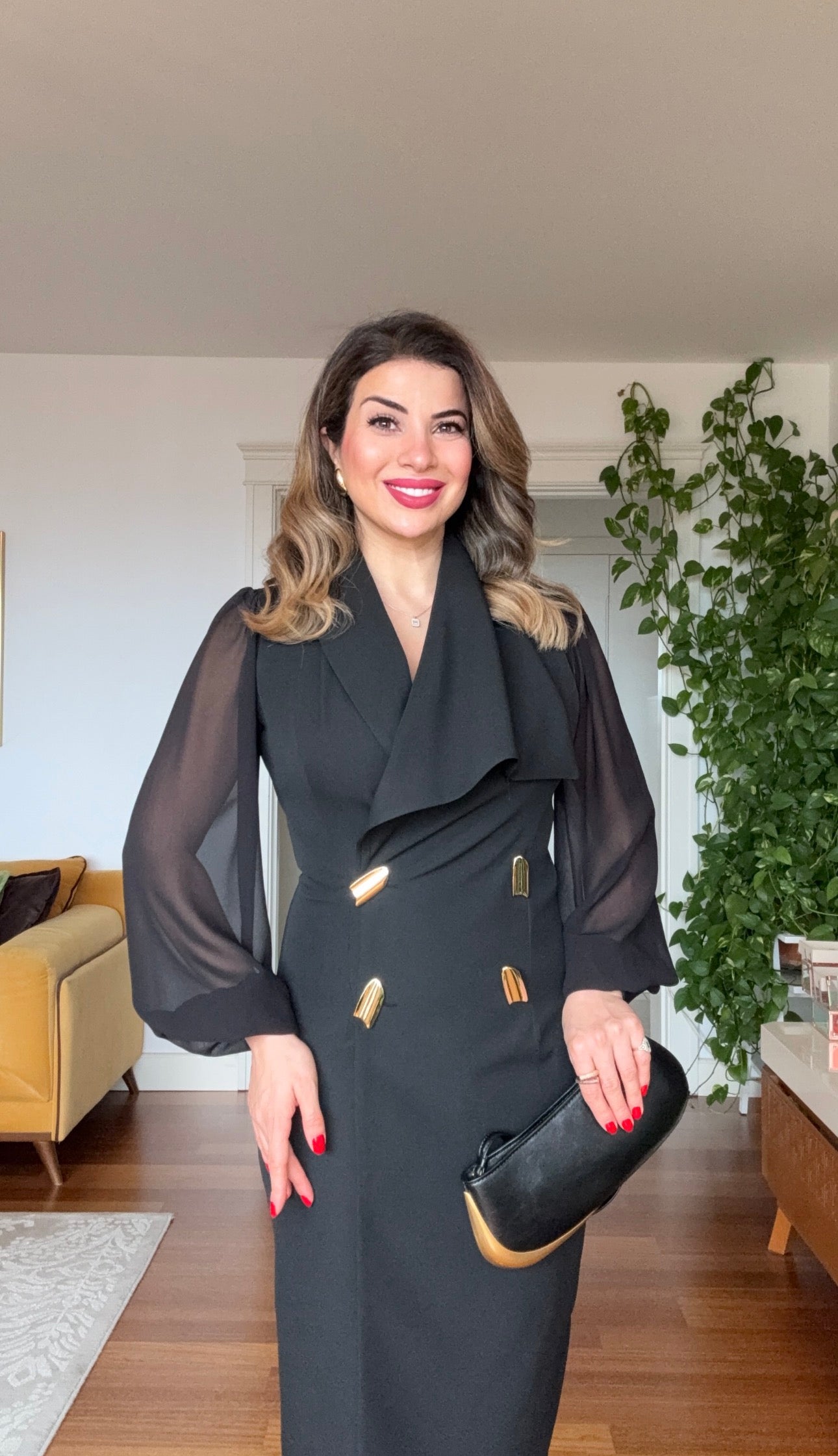 WRAP-NECK LUNA DRESS - BLACK