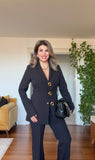 BUTTONED BLAZER SUIT – BLACK