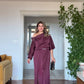 SATIN ASYMMETRICAL DRAPED DRESS – DEEP PLUM