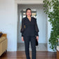 BEADED CHIFFON SLEEVE SUIT SET - BLACK