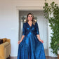 SEQUIN WRAP SHINY MIDI EVENING DRESS – BLUE