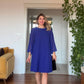 MIDI DRESS WITH ZIRCON DETAILS AND CHIFFON SLEEVES – ROYAL BLUE