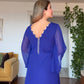 MIDI DRESS WITH ZIRCON DETAILS AND CHIFFON SLEEVES – ROYAL BLUE